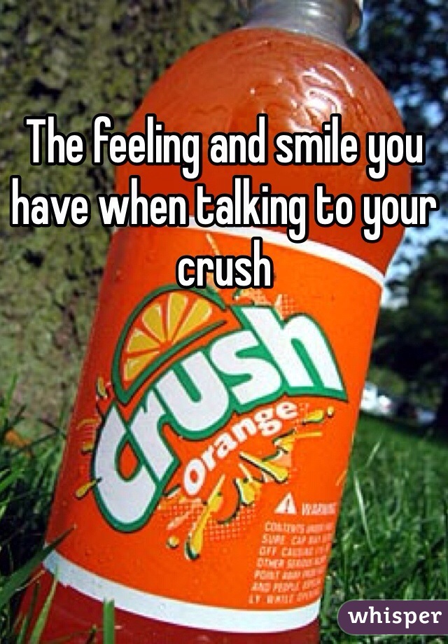 The feeling and smile you have when talking to your crush 
