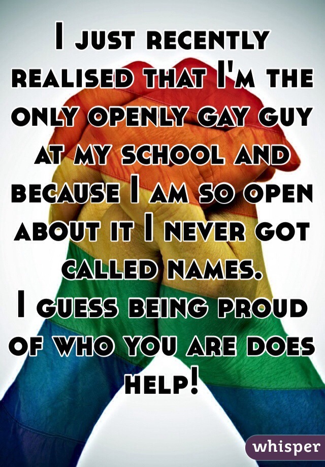 I just recently realised that I'm the only openly gay guy at my school and because I am so open about it I never got called names.
I guess being proud of who you are does help! 