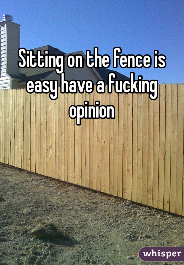 Sitting on the fence is easy have a fucking opinion