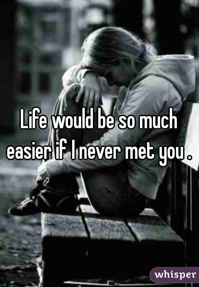 Life would be so much easier if I never met you . 