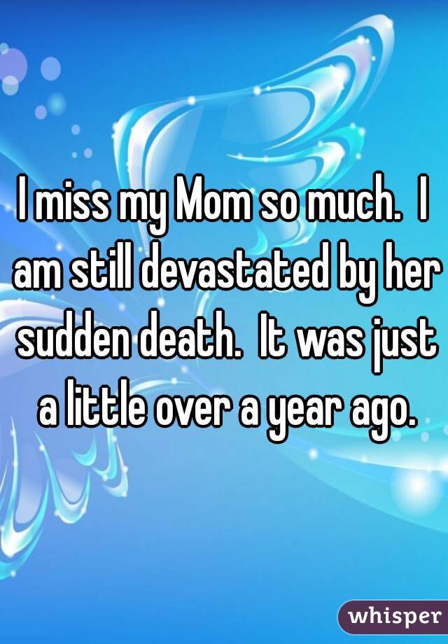 I miss my Mom so much.  I am still devastated by her sudden death.  It was just a little over a year ago.
