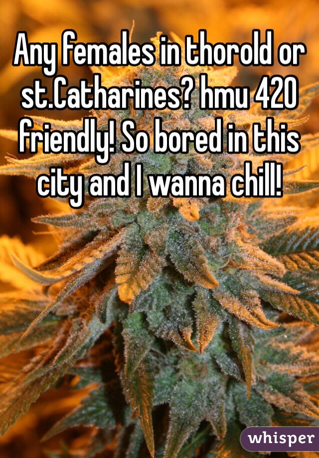 Any females in thorold or st.Catharines? hmu 420 friendly! So bored in this city and I wanna chill!