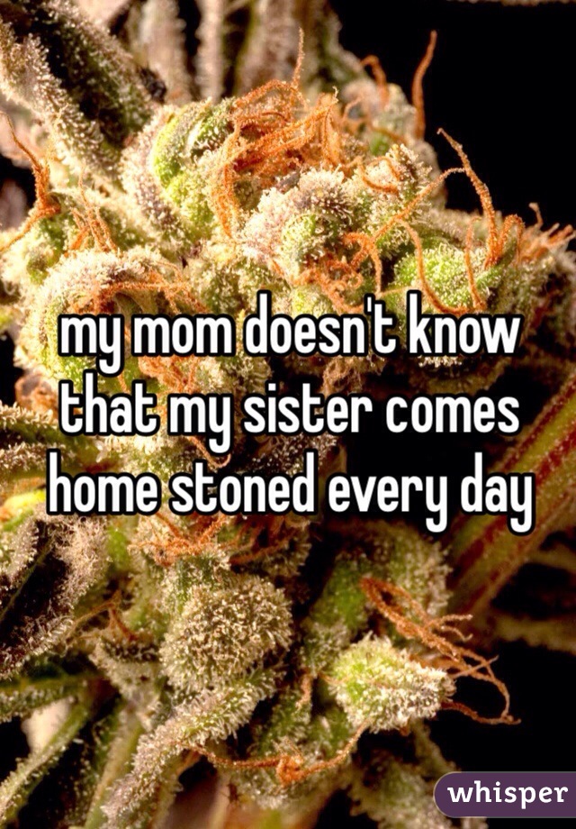 my mom doesn't know that my sister comes home stoned every day 