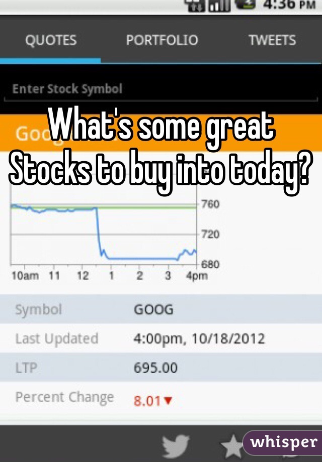 What's some great Stocks to buy into today?