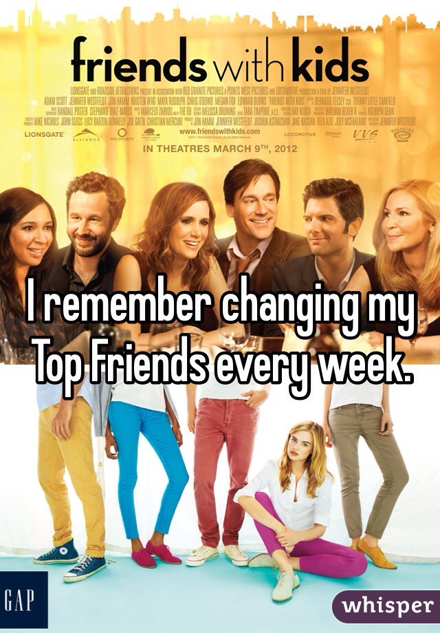 I remember changing my Top Friends every week. 