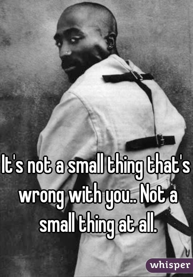 It's not a small thing that's wrong with you.. Not a small thing at all.