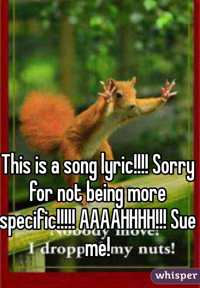 This is a song lyric!!!! Sorry for not being more specific!!!!! AAAAHHHH!!! Sue me!