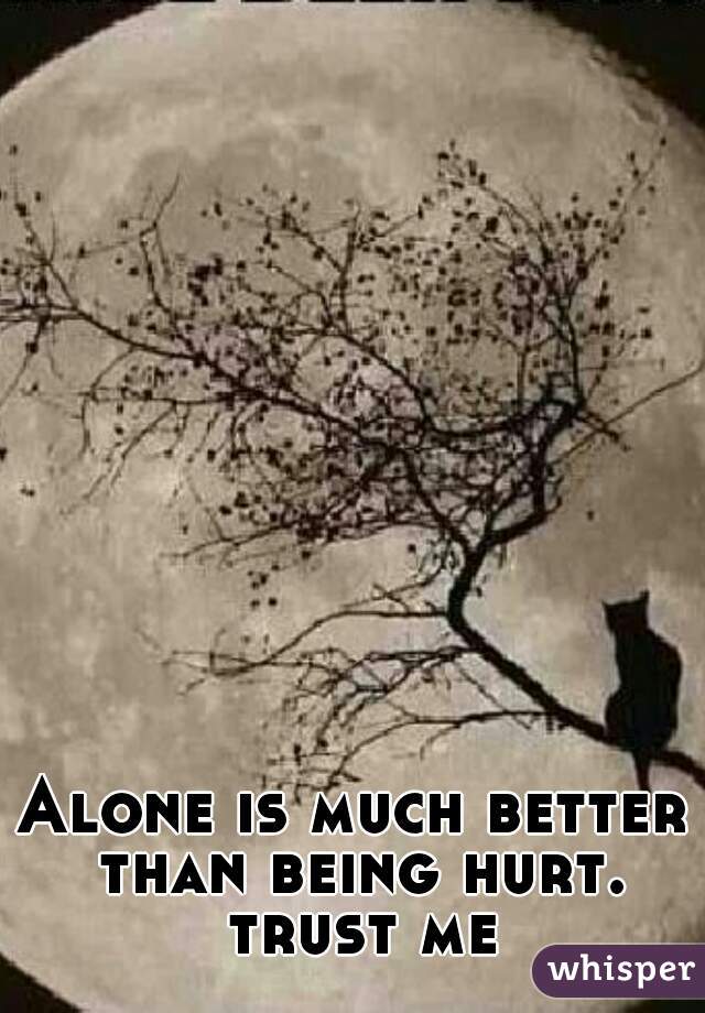 Alone is much better than being hurt. trust me