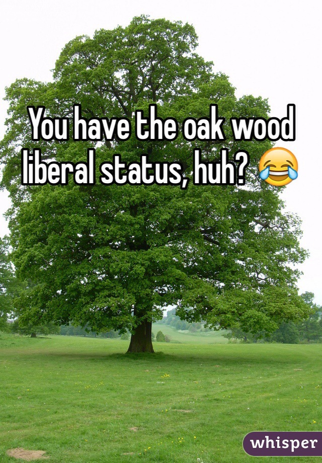 You have the oak wood liberal status, huh? 😂