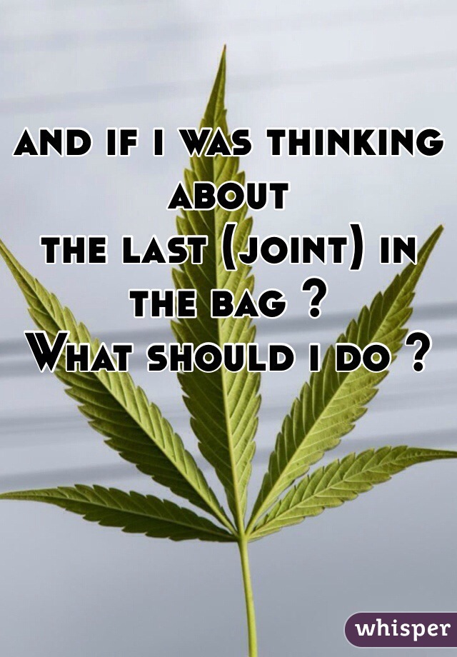 and if i was thinking about 
the last (joint) in the bag ? 
What should i do ? 