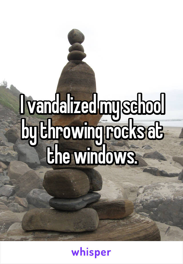 I vandalized my school by throwing rocks at the windows.