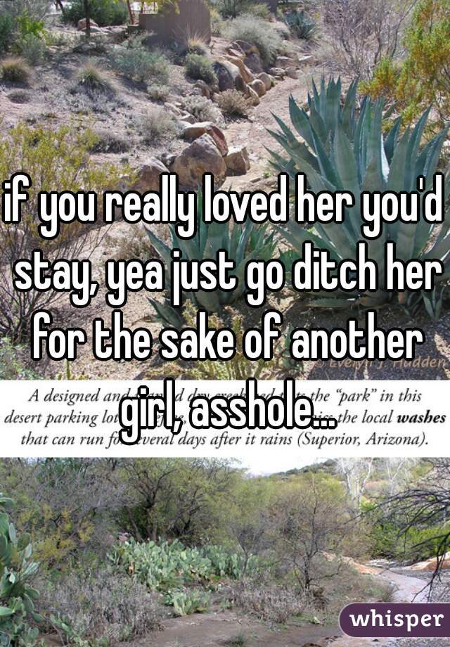 if you really loved her you'd stay, yea just go ditch her for the sake of another girl, asshole...
