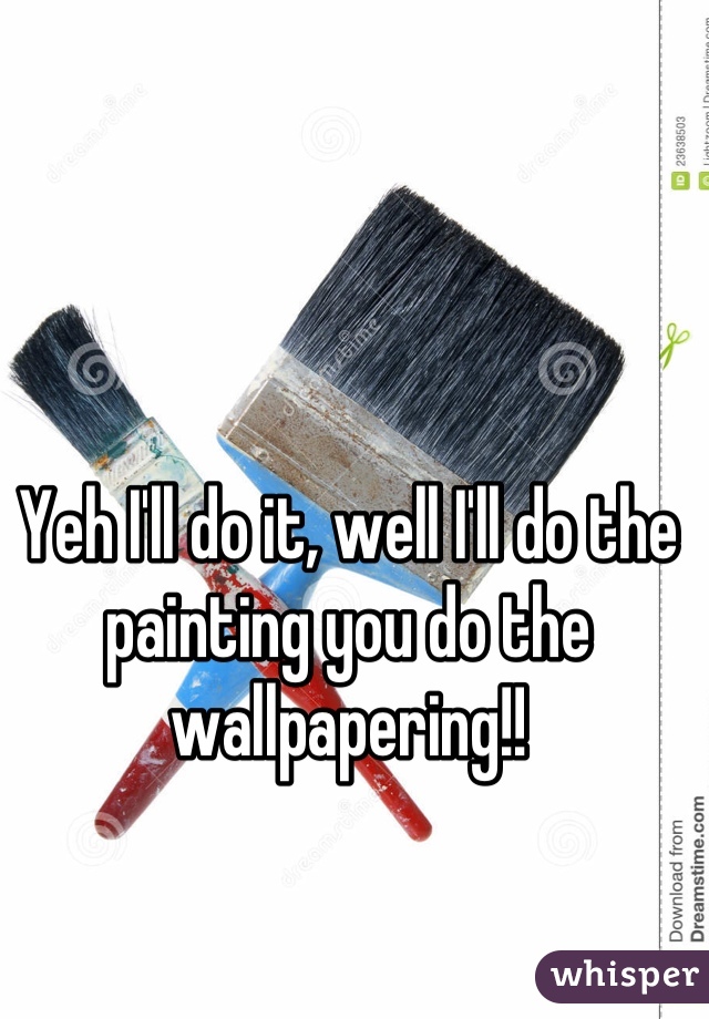 Yeh I'll do it, well I'll do the painting you do the wallpapering!!