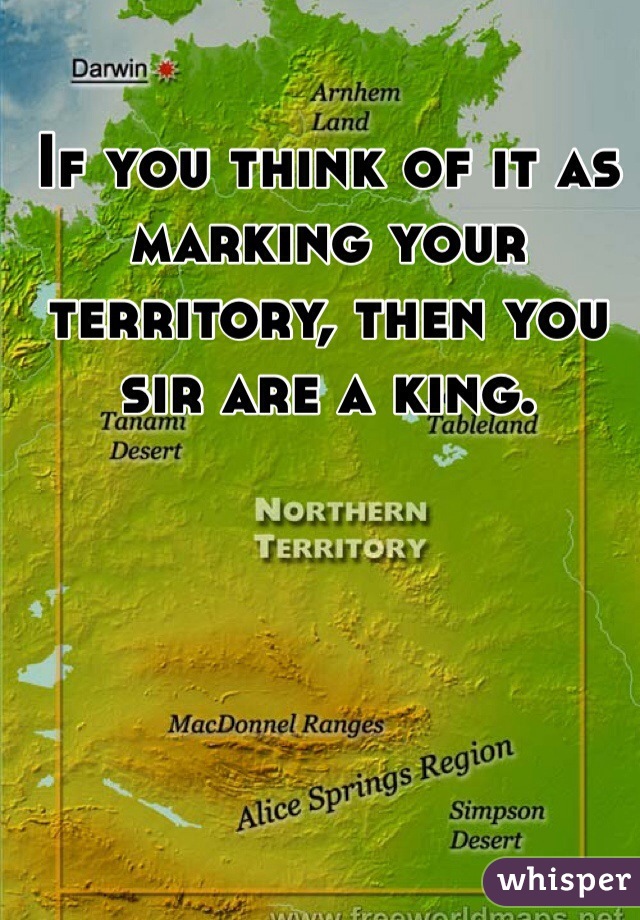 If you think of it as marking your territory, then you sir are a king.