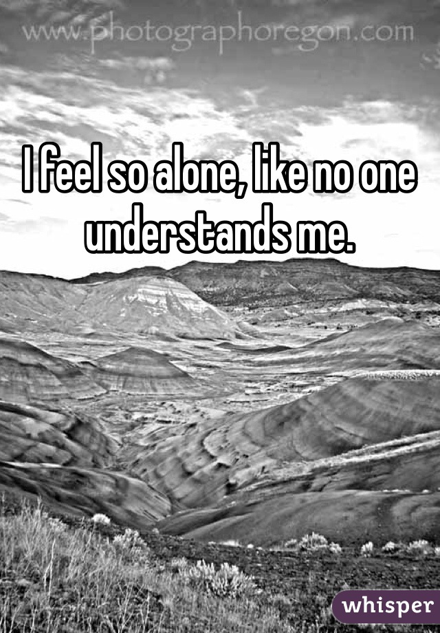 I feel so alone, like no one understands me. 