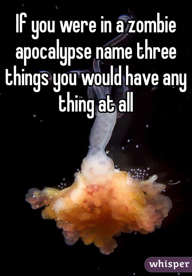 If you were in a zombie apocalypse name three things you would have any thing at all