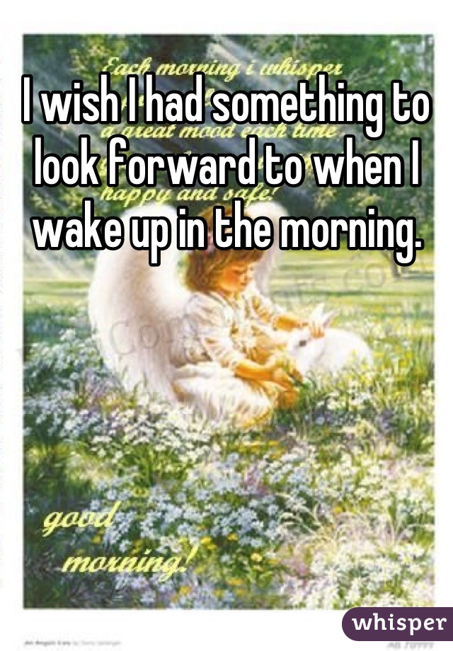 I wish I had something to look forward to when I wake up in the morning.