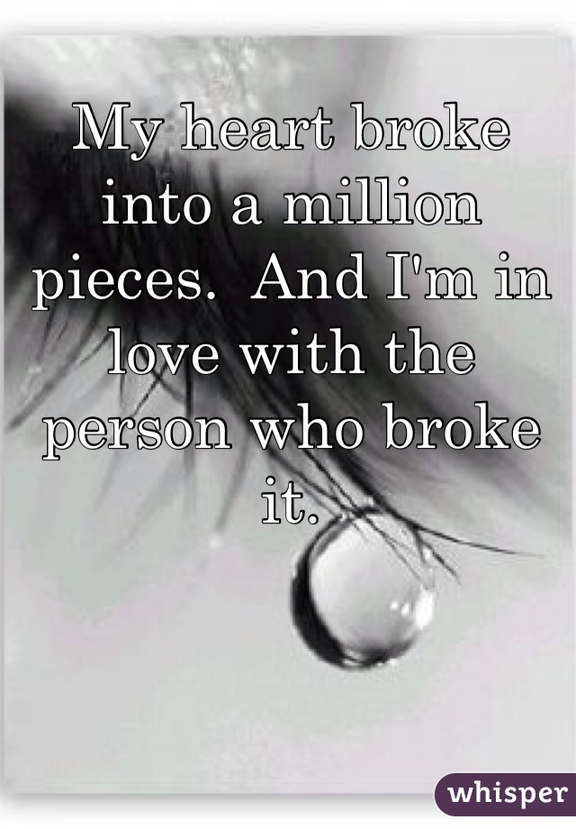 My heart broke into a million pieces.  And I'm in love with the person who broke it.  
