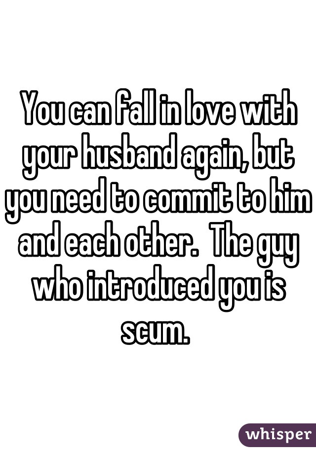 You can fall in love with your husband again, but you need to commit to him and each other.  The guy who introduced you is scum. 