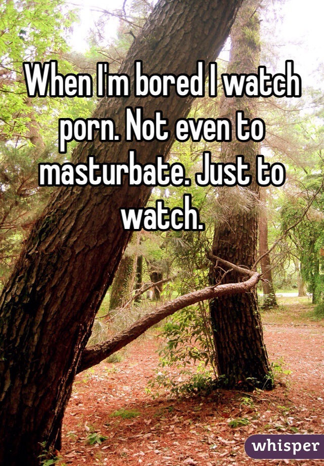 When I'm bored I watch porn. Not even to masturbate. Just to watch.