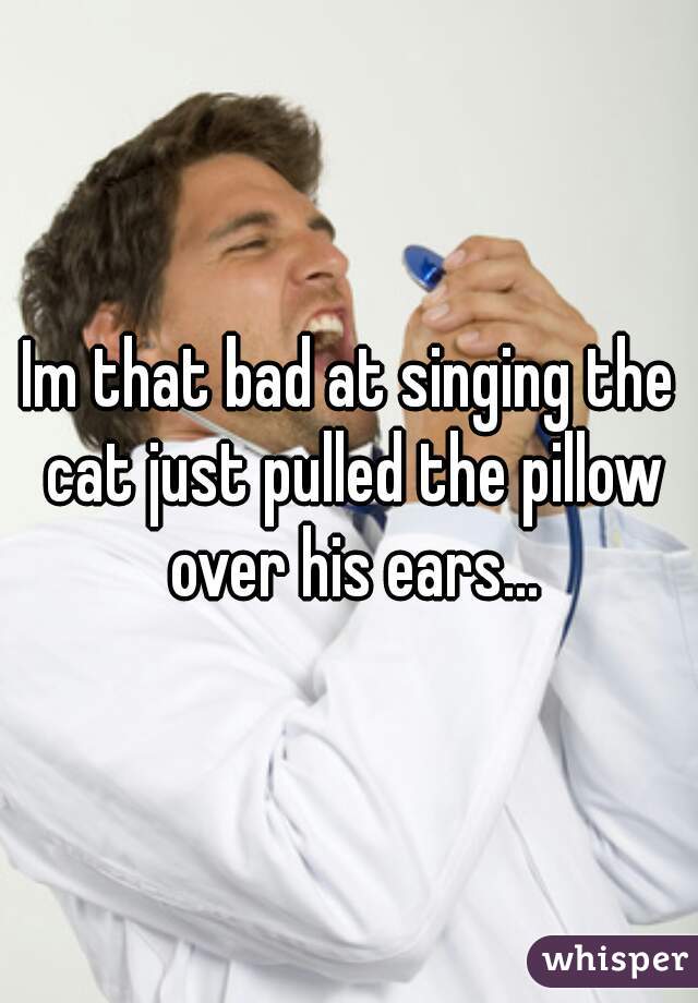 Im that bad at singing the cat just pulled the pillow over his ears...