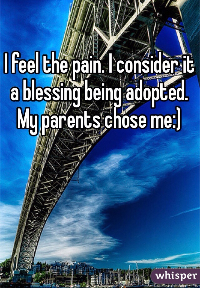 I feel the pain. I consider it a blessing being adopted. My parents chose me:)
