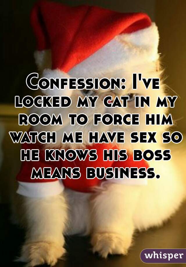 Confession: I've locked my cat in my room to force him watch me have sex so he knows his boss means business.