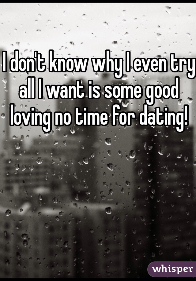 I don't know why I even try all I want is some good loving no time for dating!
