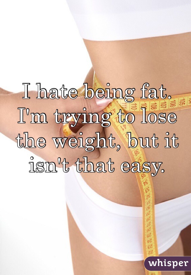 I hate being fat. I'm trying to lose the weight, but it isn't that easy. 