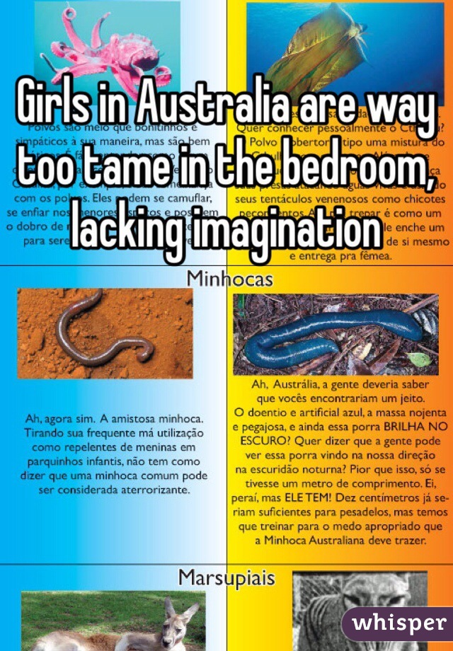 Girls in Australia are way too tame in the bedroom, lacking imagination 