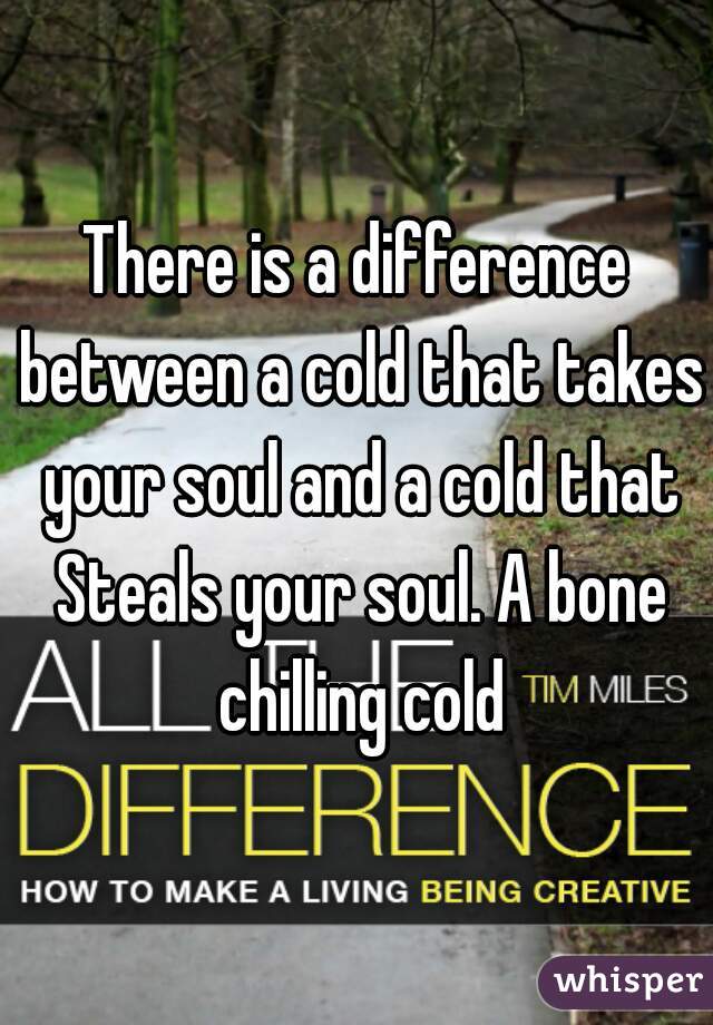 There is a difference between a cold that takes your soul and a cold that Steals your soul. A bone chilling cold