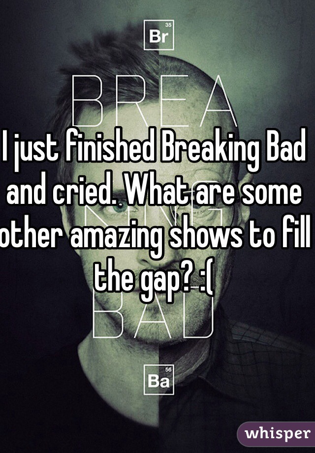 I just finished Breaking Bad and cried. What are some other amazing shows to fill the gap? :(