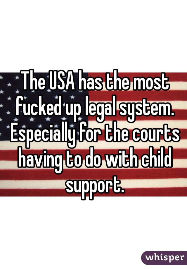 The USA has the most fucked up legal system. Especially for the courts having to do with child support. 