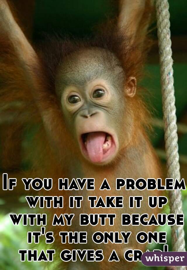 If you have a problem with it take it up with my butt because it's the only one that gives a crap! 