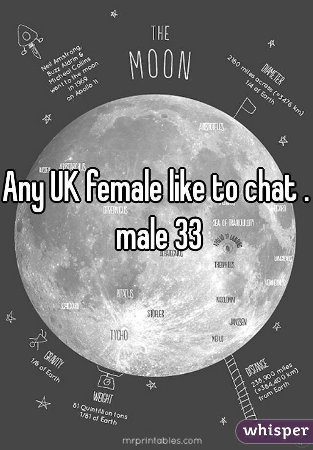 Any UK female like to chat . male 33