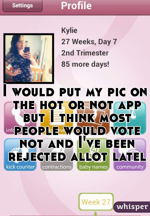 I would put my pic on the hot or not app but I think most people would vote not and I've been rejected allot lately