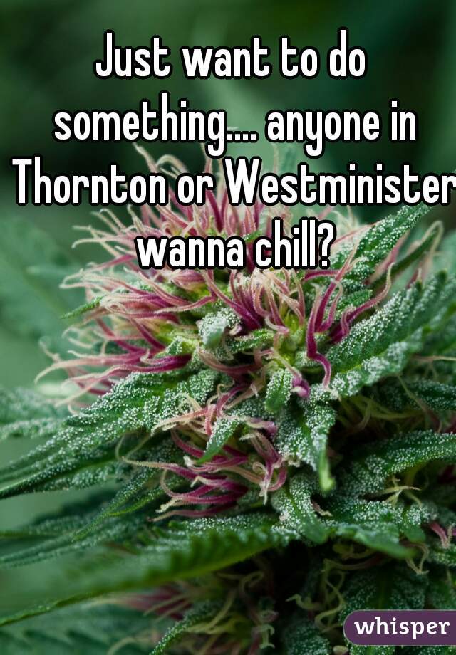 Just want to do something.... anyone in Thornton or Westminister wanna chill?