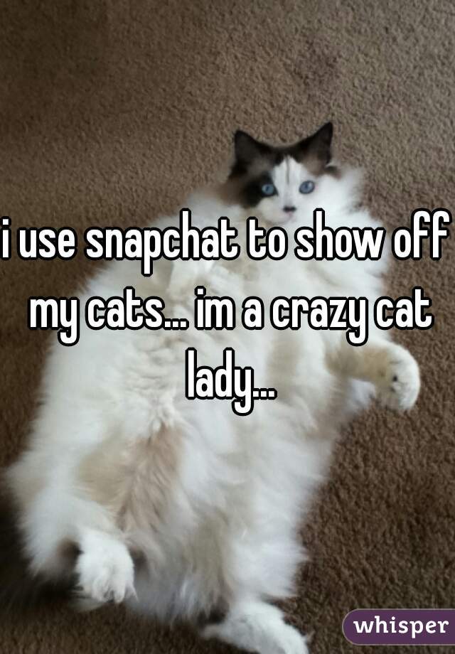 i use snapchat to show off my cats... im a crazy cat lady...