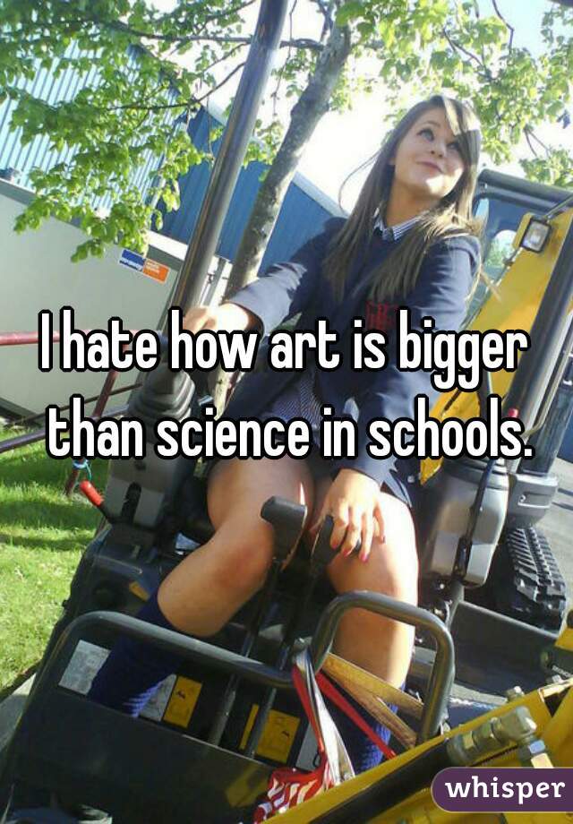 I hate how art is bigger than science in schools.