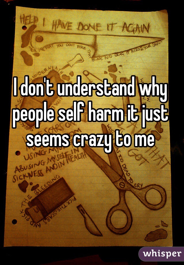 I don't understand why people self harm it just seems crazy to me 