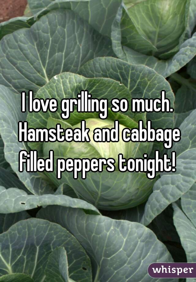 I love grilling so much. Hamsteak and cabbage filled peppers tonight! 