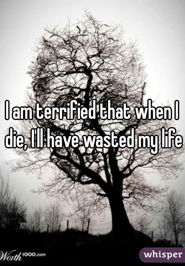 I am terrified that when I die, I'll have wasted my life 