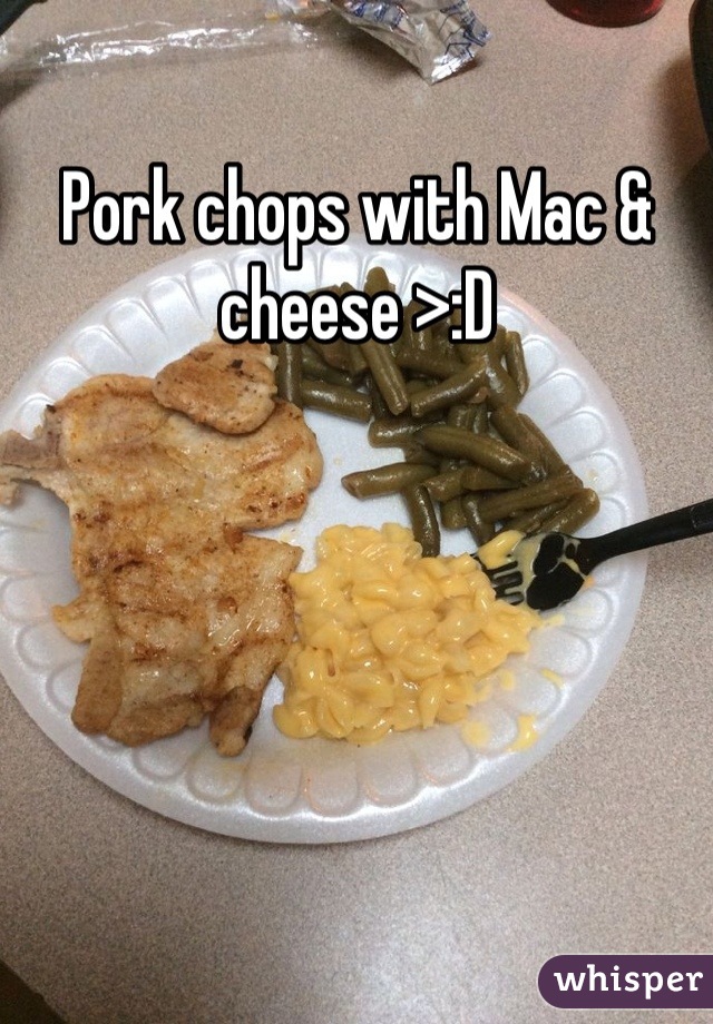 Pork chops with Mac & cheese >:D