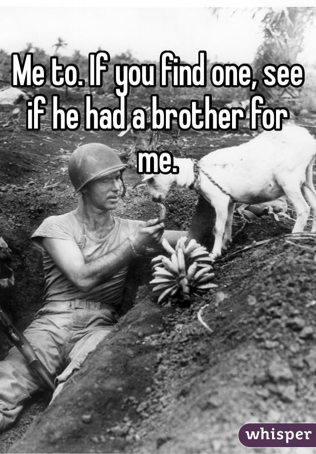 Me to. If you find one, see if he had a brother for me.