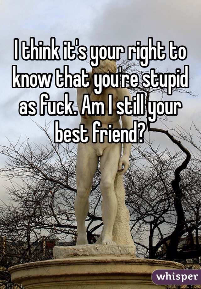 I think it's your right to know that you're stupid as fuck. Am I still your best friend? 