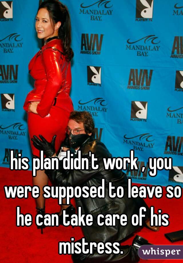 his plan didn't work , you were supposed to leave so he can take care of his mistress. 