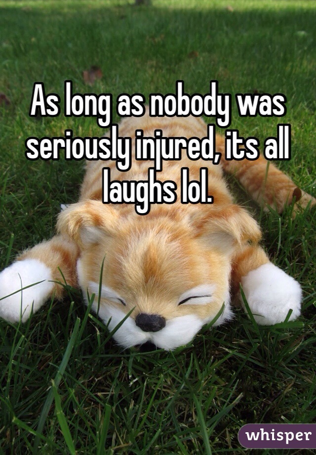 As long as nobody was seriously injured, its all laughs lol.