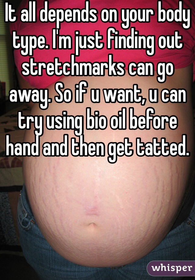 It all depends on your body type. I'm just finding out stretchmarks can go away. So if u want, u can  try using bio oil before hand and then get tatted. 