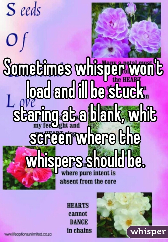 Sometimes whisper won't load and ill be stuck staring at a blank, whit screen where the whispers should be.