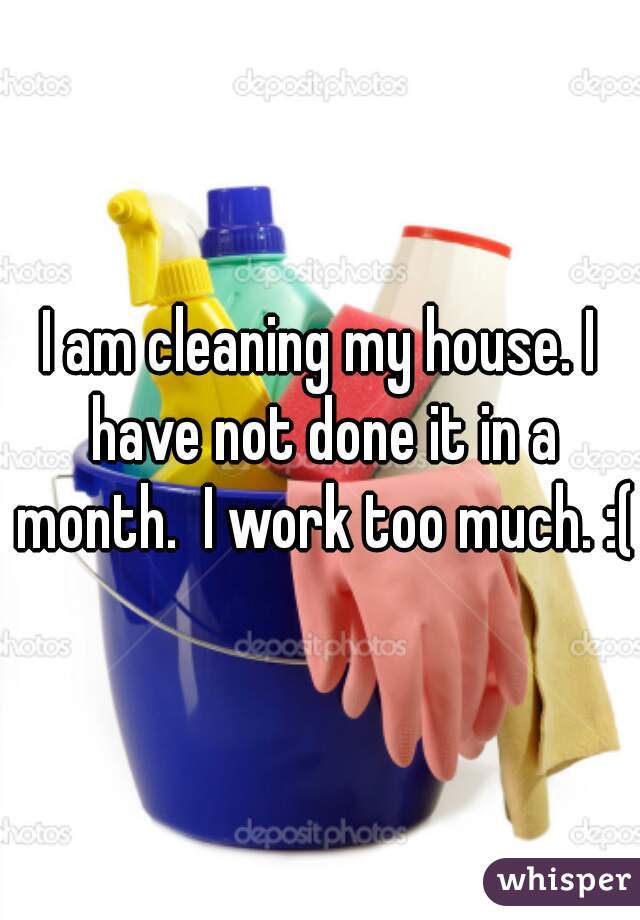 I am cleaning my house. I have not done it in a month.  I work too much. :(